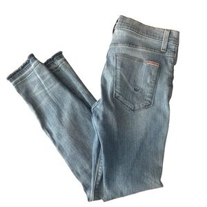 Hudson Nico Mid Rise Cropped Skinny Jean Raw Hem Size 25 Stretch
